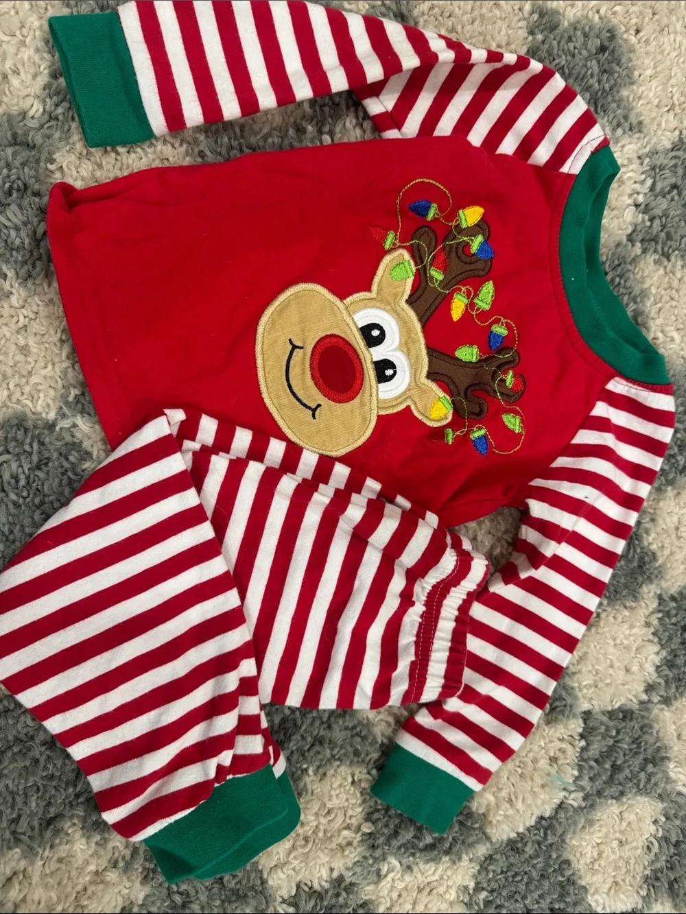 Red Reindeer Holiday Kids Pajama Set